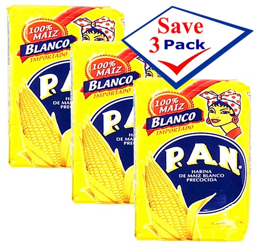 Harina P.A.N Pre-Cooked White Corn Meal 5 lbs Pack of 3